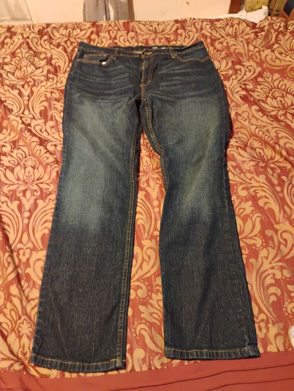 George Mens 38x32 Straight Leg Jeans  Denim Stretch Dark